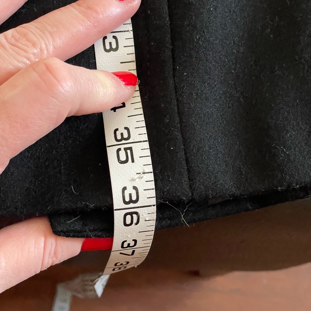 LONDON FOG Black Wool Collared Coat button down size medium slant front pockets - Picture 10 of 13